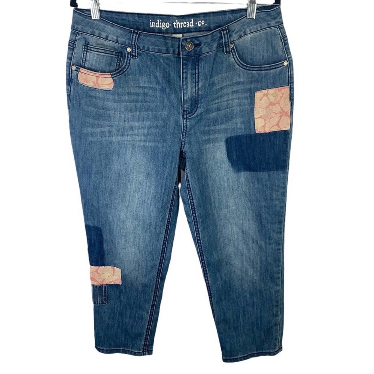 Indigo Thread Co. Patchwork Cropped Pants